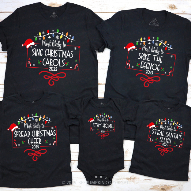 2025 Most Likely To Lanterns Christmas Matching T-Shirts