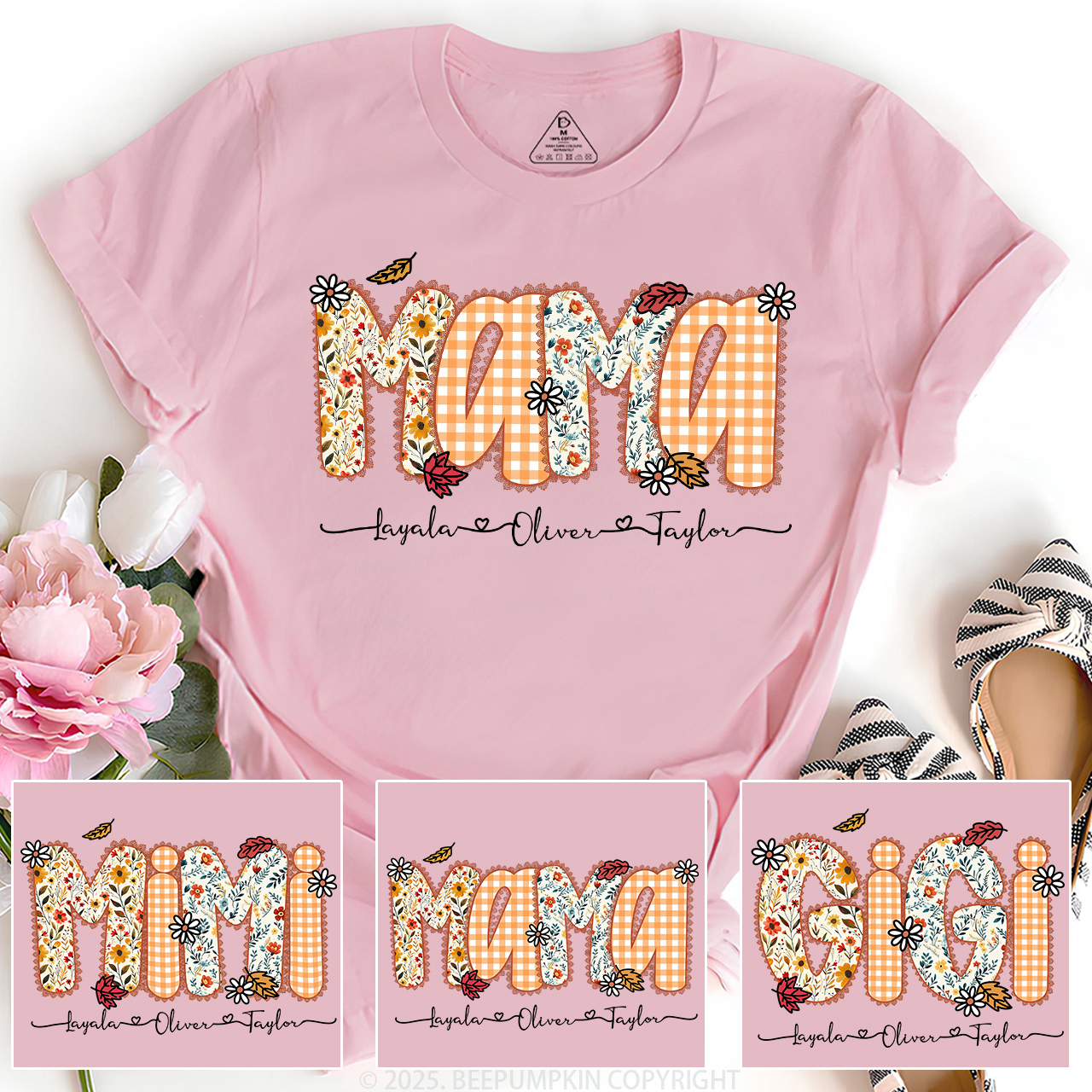 Personalized Preppy Fall Pumpkin Lace T-Shirts Beepumpkin