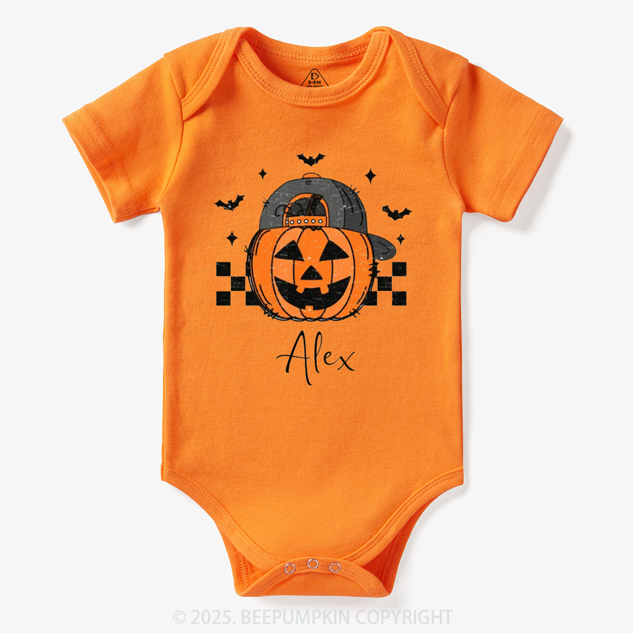 Personalized Jack-O-Lantern Name Bodysuit Beepumpkin