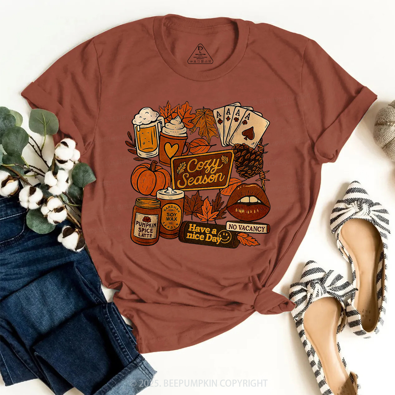 Retro Fall Collage Sublimation T-Shirts Beepumpkin