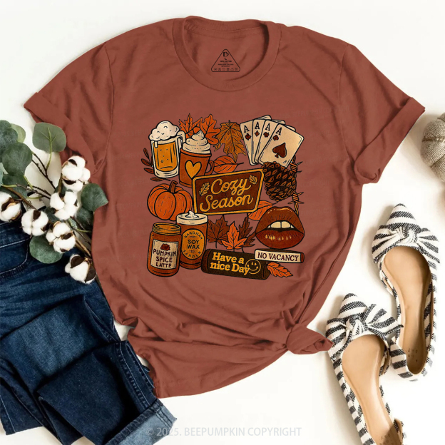 Retro Fall Collage Sublimation T-Shirts Beepumpkin
