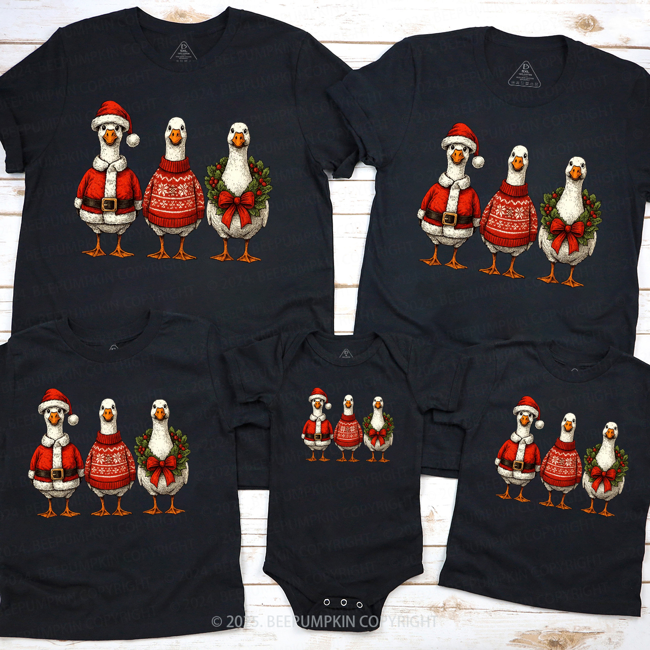 Santa Goose Family Matching T-Shirts Beepumpkin