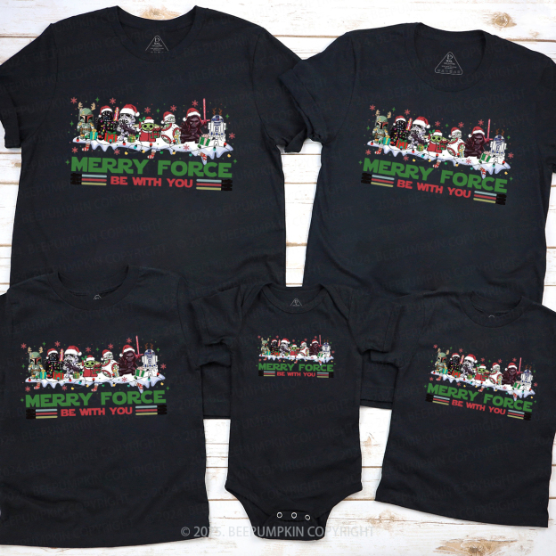 Merry Force Be With You Family Matching T-Shirts Beepumpkin
