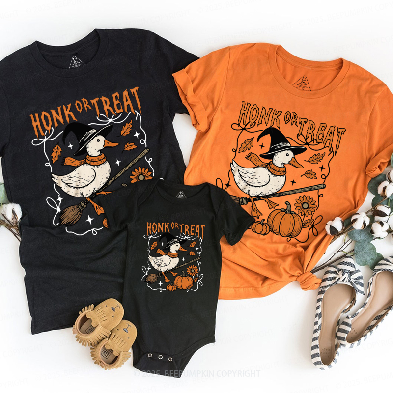 Honk Or Treat Halloween Goose Family Matching Shirts