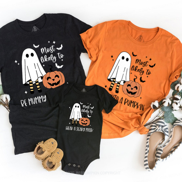 Personalized Funny Ghost Pumpkin Halloween Family Matching Shirts