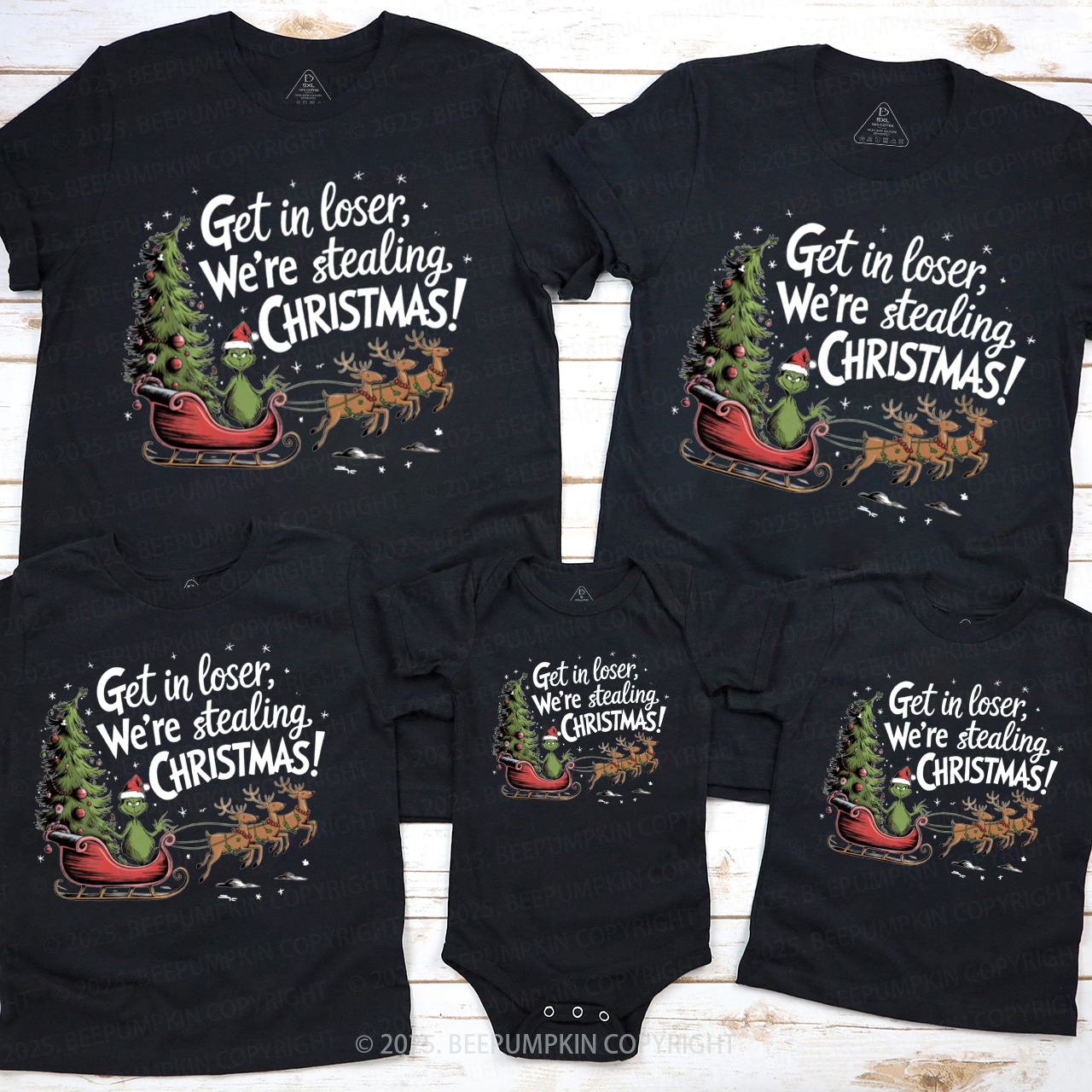 We're Stealing Christmas Family Matching T-Shirts Beepumpkin
