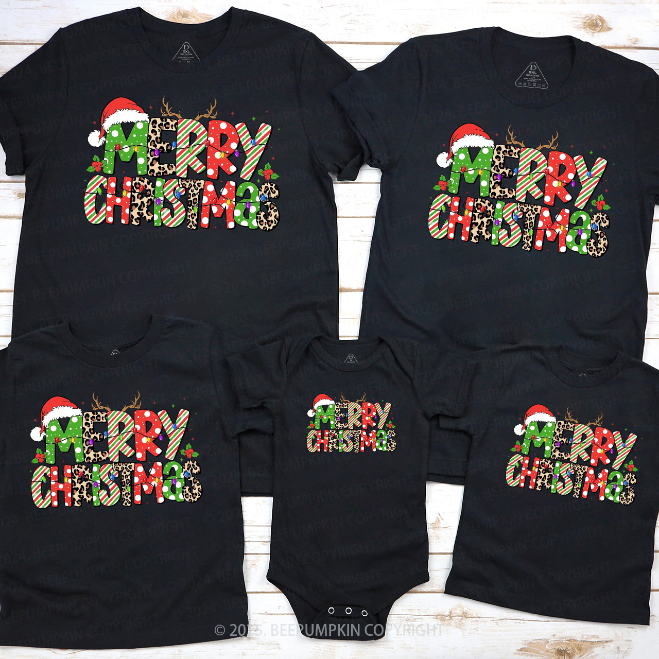 Merry Christmas Family Matching T-Shirts Beepumpkin