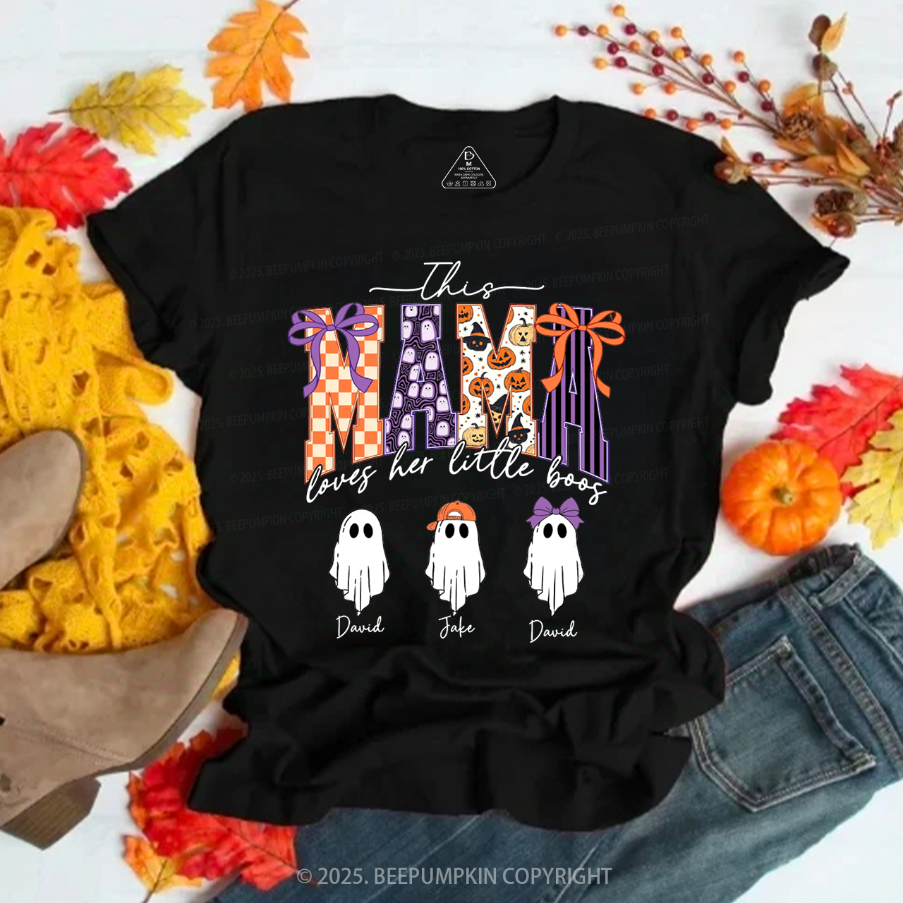 Personalized Halloween Mama Ghost T-Shirts Beepumpkin