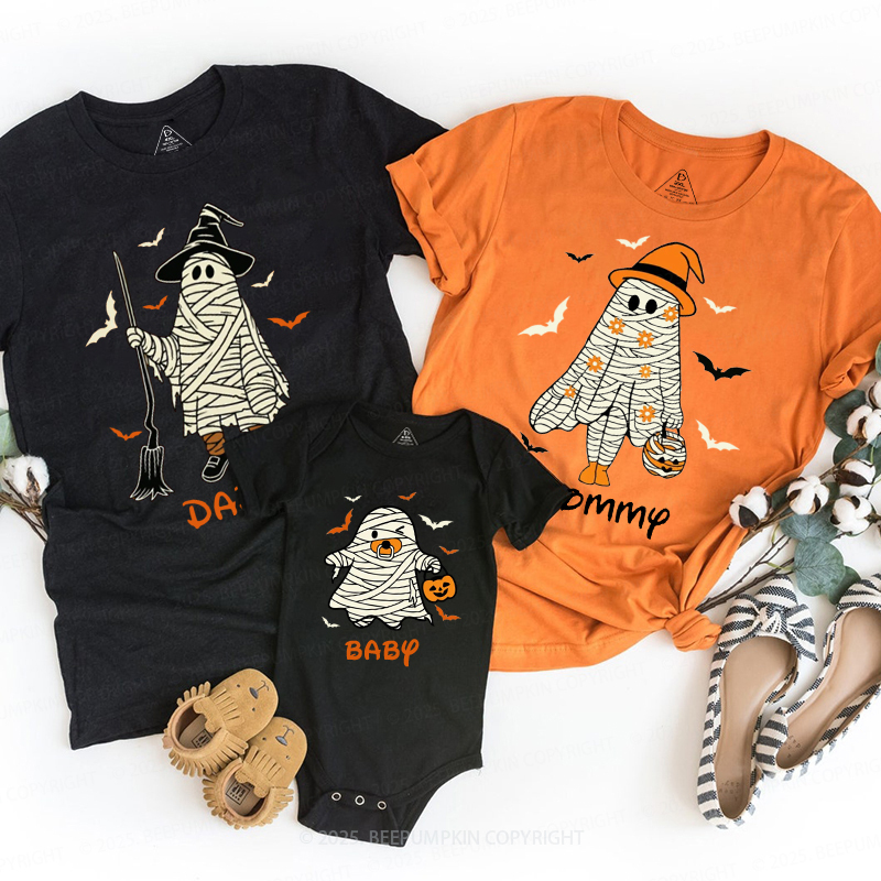 Personalized Spooky Season Trick-Or-Treat Halloween Family Matching Shirts