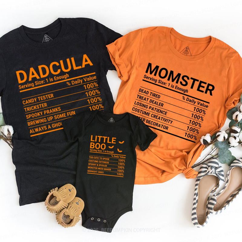 Personalized Group Halloween Nutrition Facts Family Matching Shirts