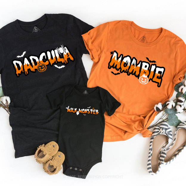 Personalized Monster Drip Halloween Family Matching Shirts