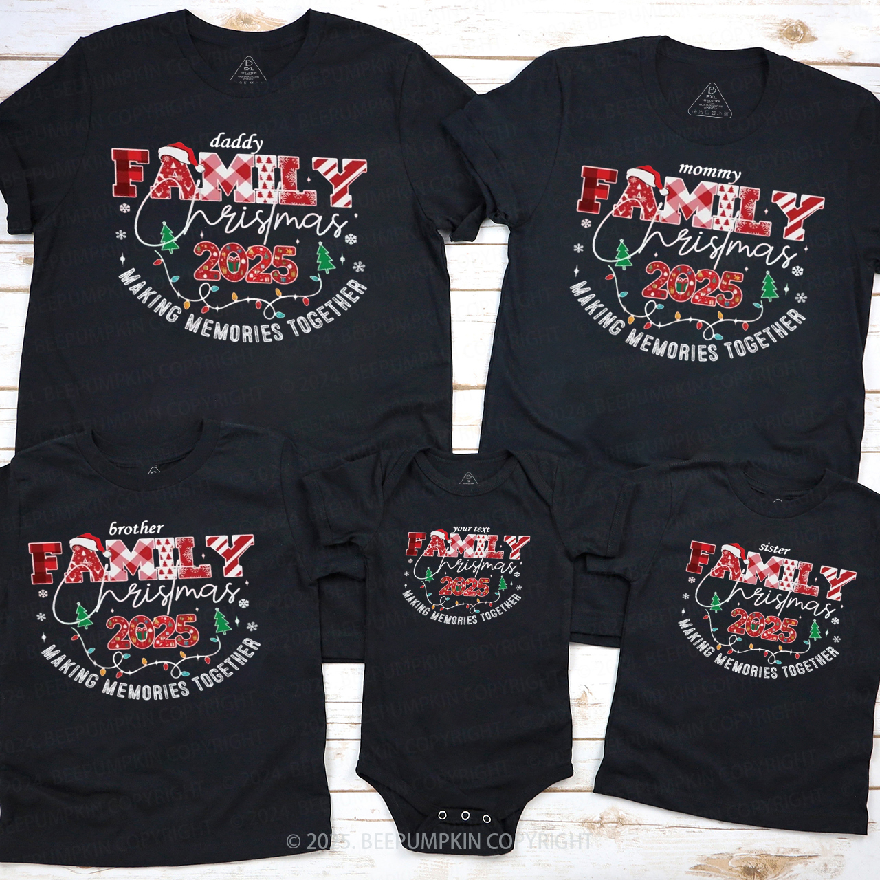 Personalized Holiday Family Cheer Family Matching T-Shirts Beepumpkin