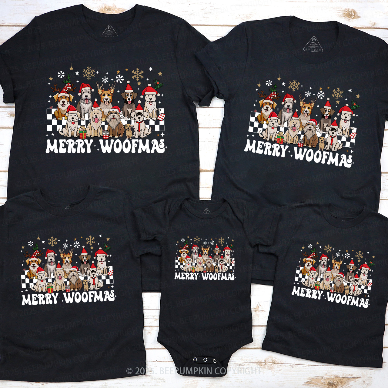 Merry Woofmas Christmas Family Matching T-Shirts Beepumpkin