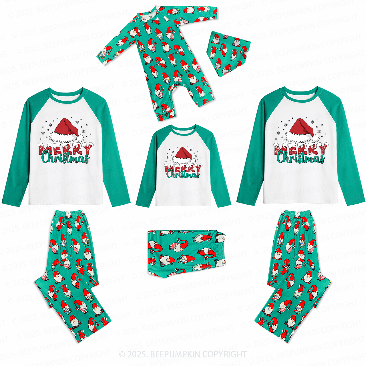 Santa Hat Snowflake Family Matching Christmas Gnomes Pajamas Beepumpkin