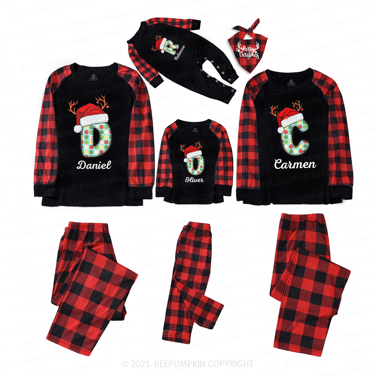 Personalized Monogram Christmas Party Family Matching Pajamas