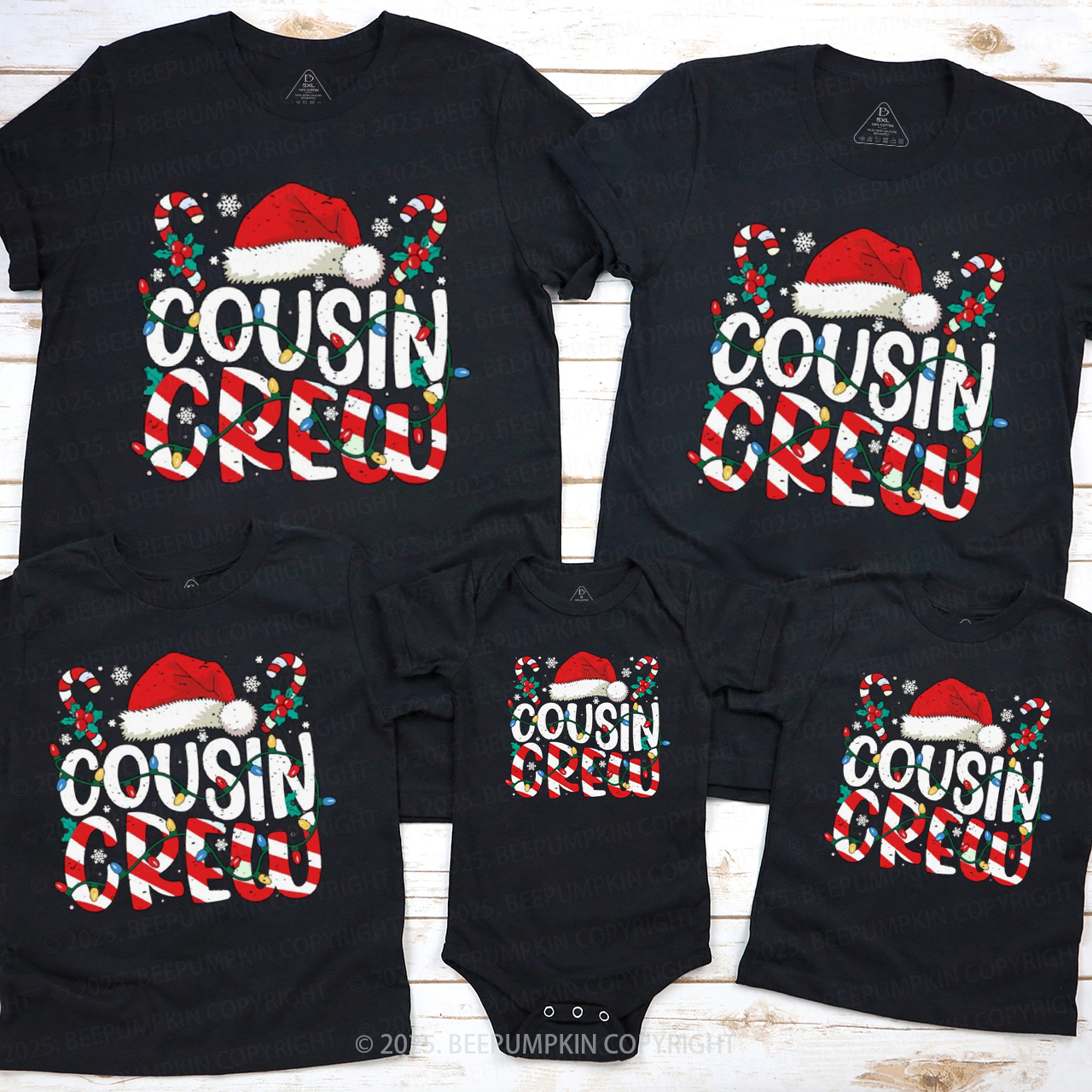 Christmas Cousin Crew Family Matching T-Shirts Beepumpkin