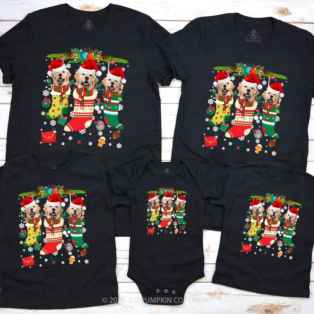 Personalized Paws & Claus Family Matching T-Shirts Beepumpkin