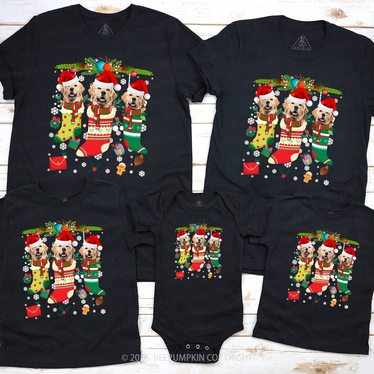 Personalized Paws & Claus Family Matching T-Shirts Beepumpkin