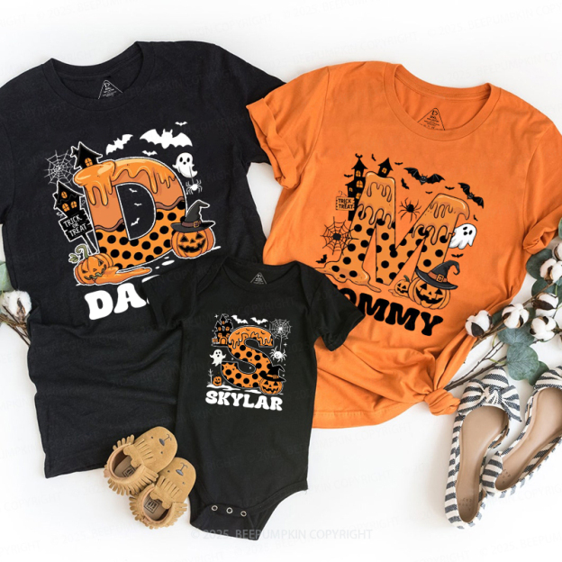 Personalized Alphabet Name Halloween Family Fun Matching Shirts