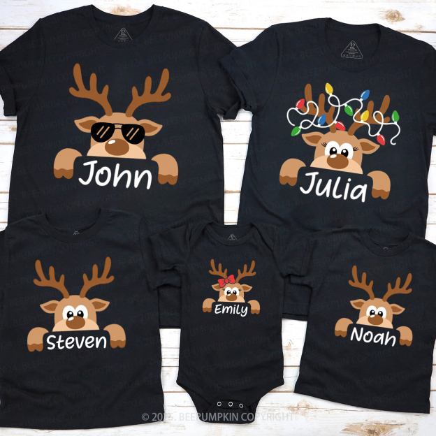 Personalized Cute and Funny Moose Christmas Family Matching Shirts Beepumpkin
