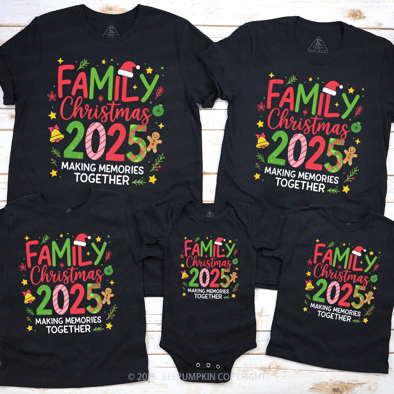 Making Memories Together 2025 Christmas Family Matching T-Shirts Beepumpkin