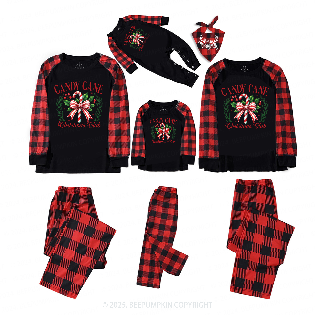 Candy Cane Christmas Club Christmas Family Matching Pajamas