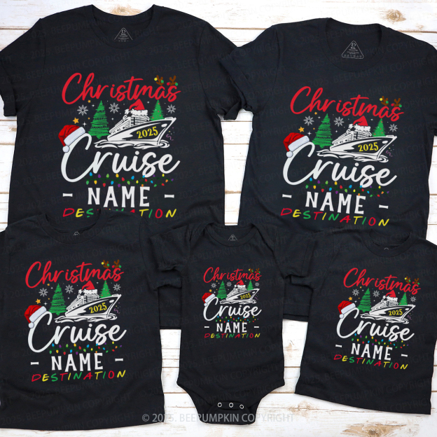 Personalized Christmas Cruise 2025 Family Matching T-Shirts Beepumpkin