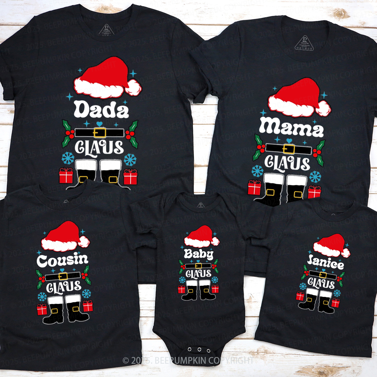 Personalized Santa Claus Christmas Family Matching T-Shirts Beepumpkin