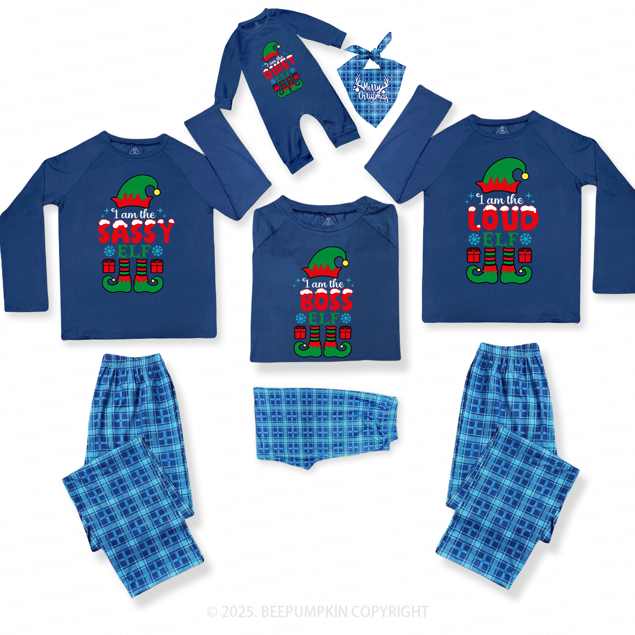 Personalized Holiday Magic Together Matching Blue Pajamas Beepumpkin