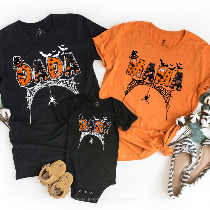 Personalized Spooky Web Halloween Family Matching Shirts
