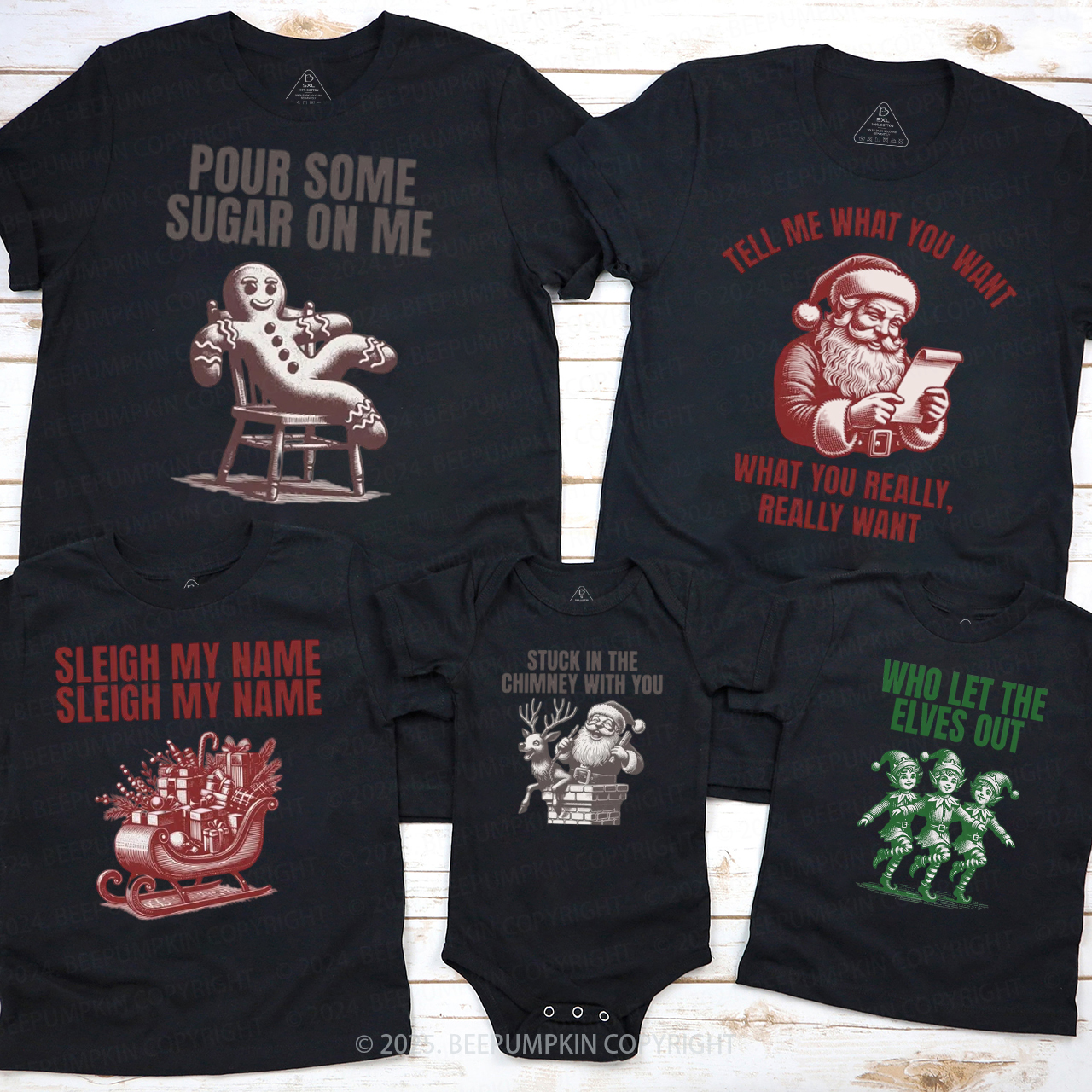 Personalized Jolly Jokes & Cheers Christmas Family Matching T-Shirts Beepumpkin