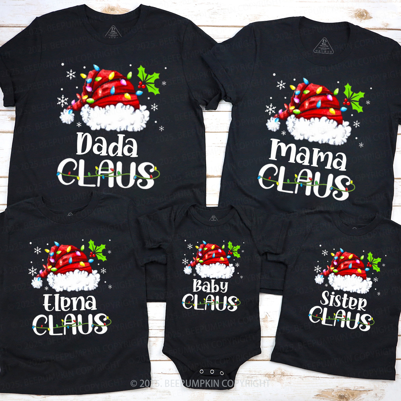 Personalized Claus Squad Christmas Family Matching T-Shirts Beepumpkin