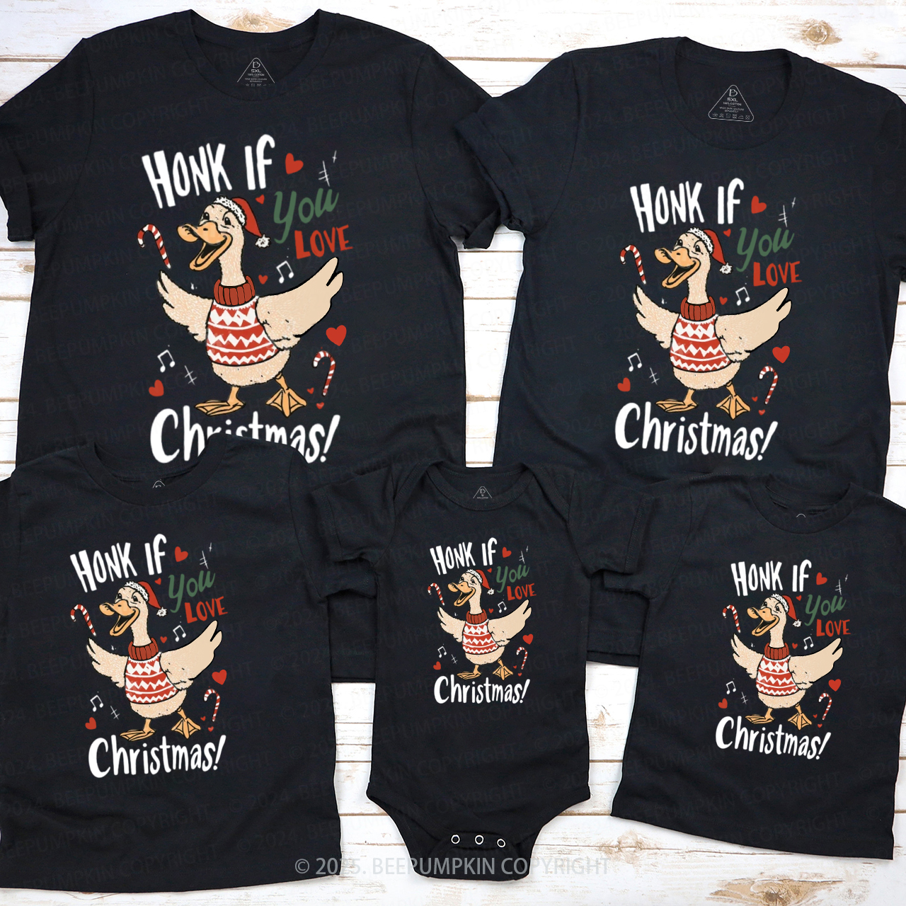 Honk If You Love Christmas Family Matching T-Shirts Beepumpkin