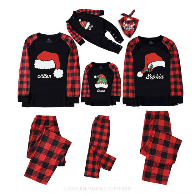 Personalized Santa Hat Christmas Family Matching Pajamas