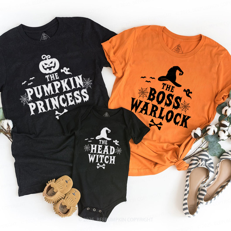 Personalized Witch & Pumpkin Crew Halloween Family Matching Shirts