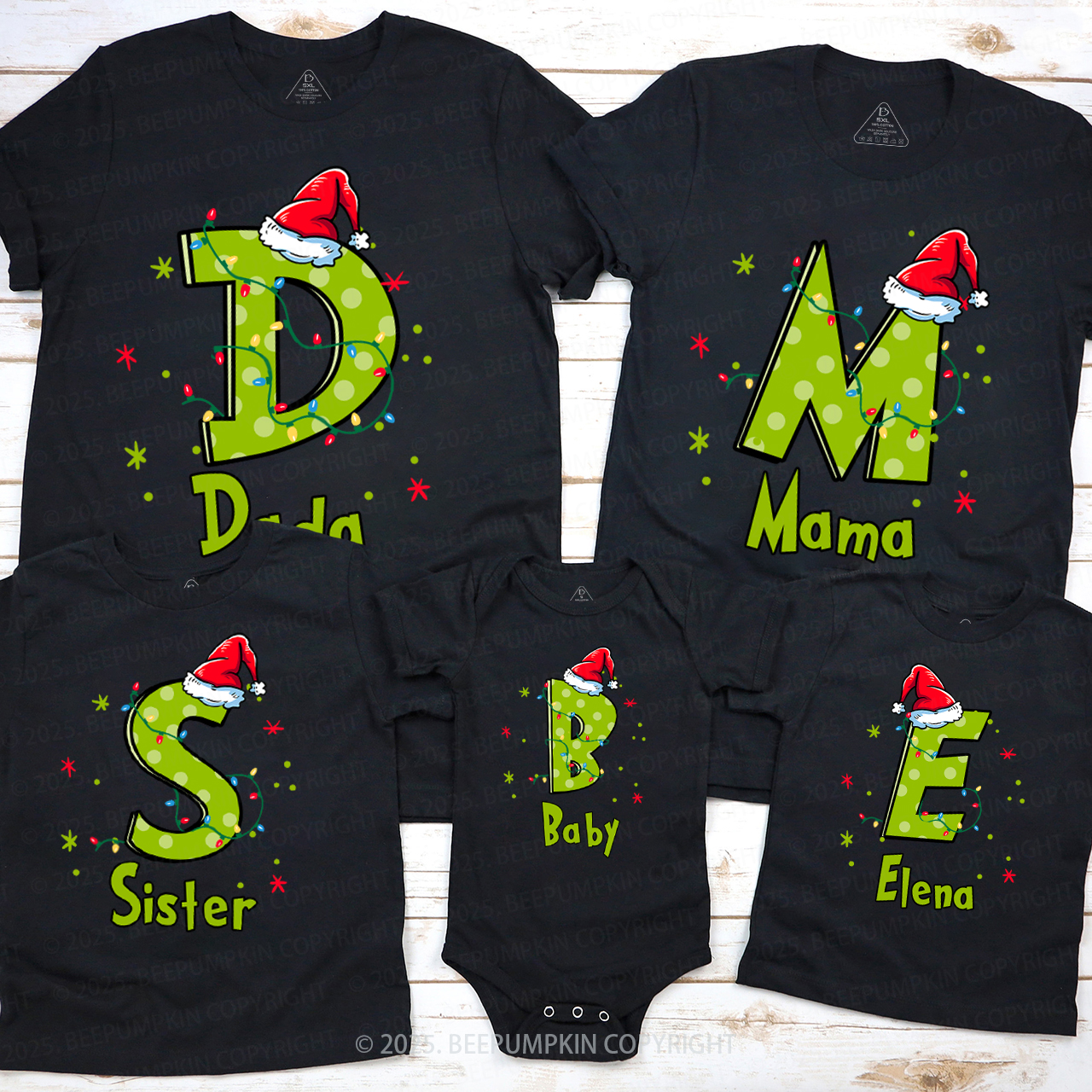 Personalized Festive Alphabet Fun Family Matching T-Shirts Beepumpkin
