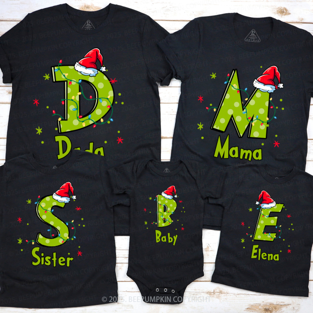 Personalized Festive Alphabet Fun Family Matching T-Shirts Beepumpkin