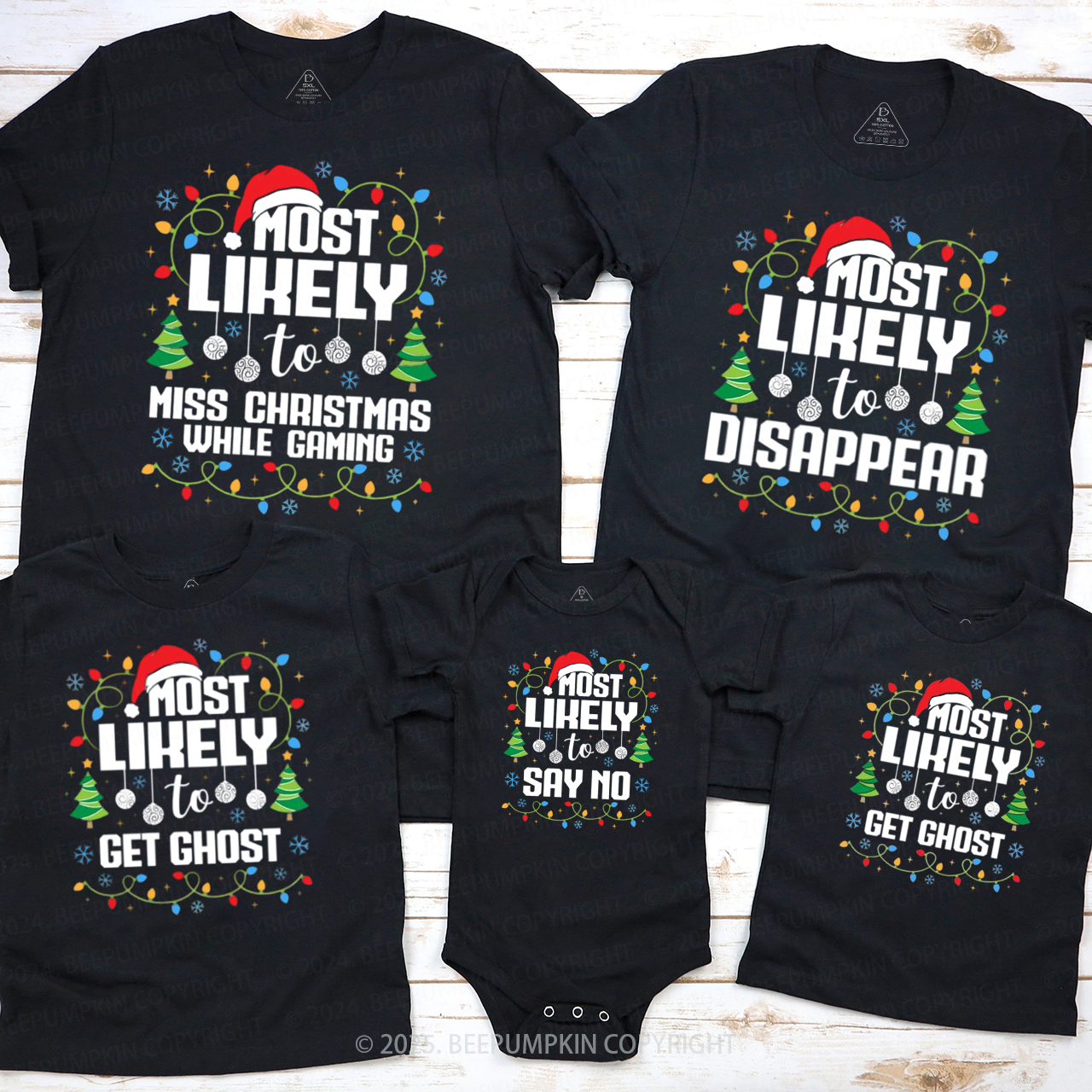 Personalized 27 Most Likely To Christmas Family Matching T-Shirts Beepumpkin
