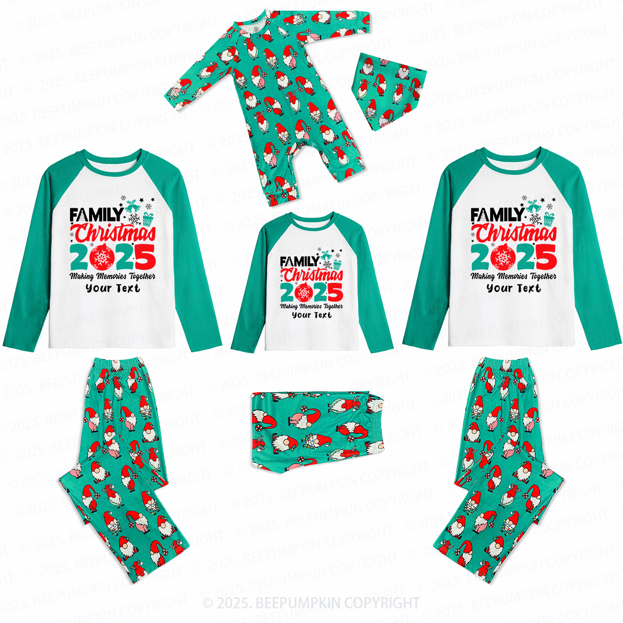 Personalized 2025 Family Matching Christmas Gnomes Pajamas Beepumpkin