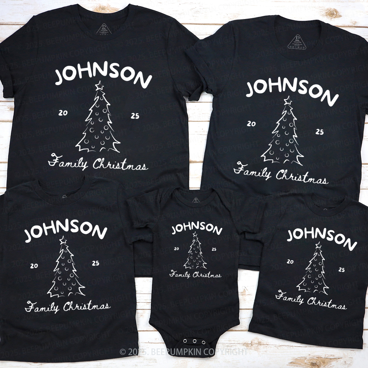 Personalized Family Name Christmas Matching T-Shirts Beepumpkin