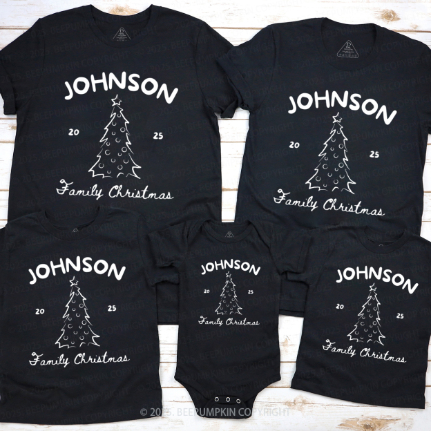 Personalized Family Name Christmas Matching T-Shirts Beepumpkin