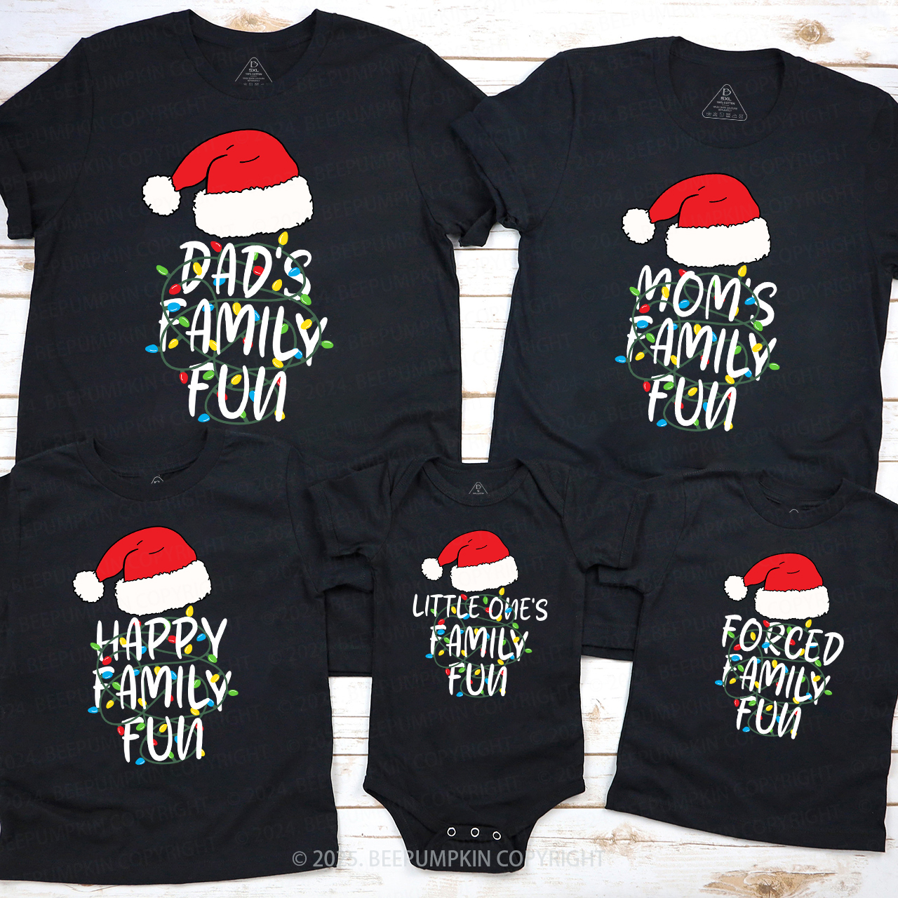 Personalized Forced Family Fun Christmas Matching T-Shirts Beepumpkin