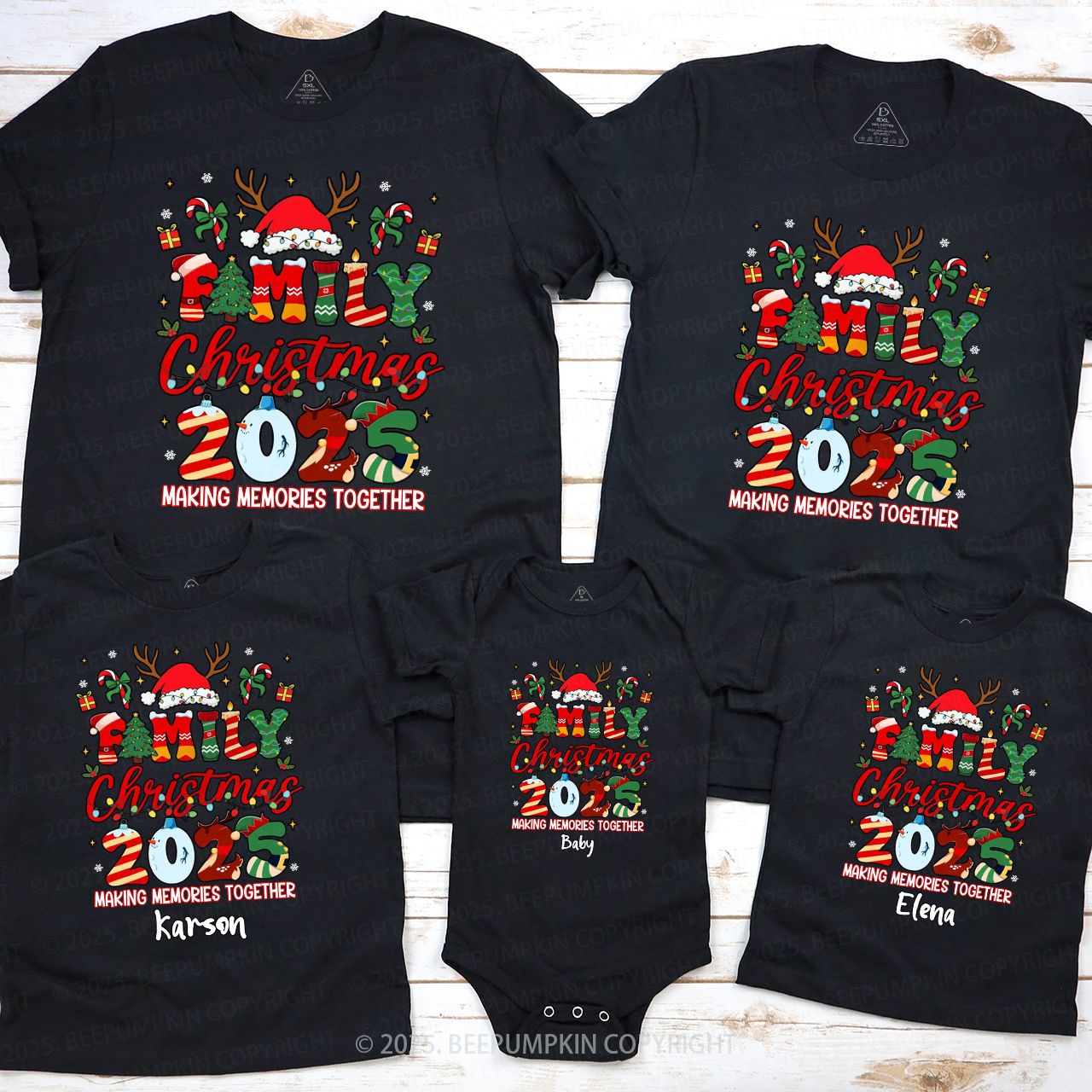 Personalized Christmas Magic 2025 Family Matching T-Shirts Beepumpkin