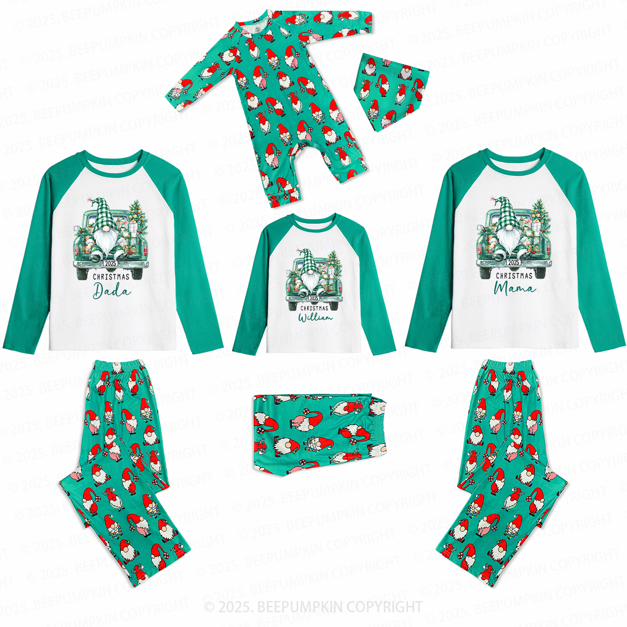 Personalized Christmas Journey Family Matching Gnomes Pajamas Beepumpkin