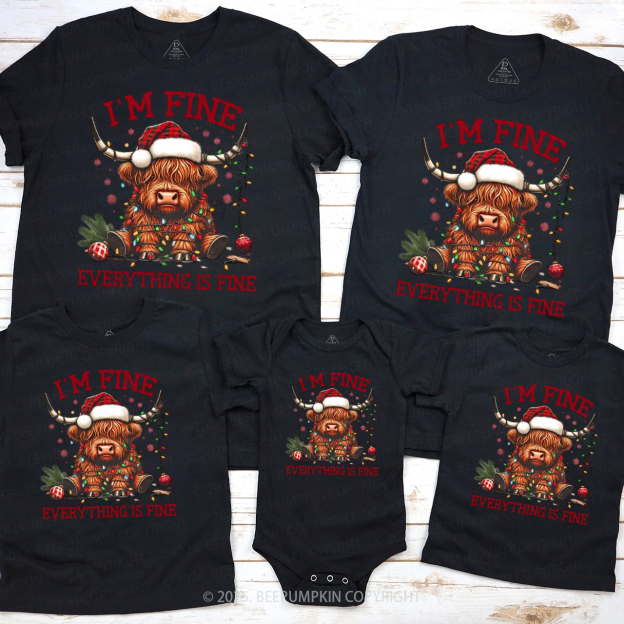 I'm Fine Everything Is Fine Christmas Family Matching T-Shirts Beepumpkin