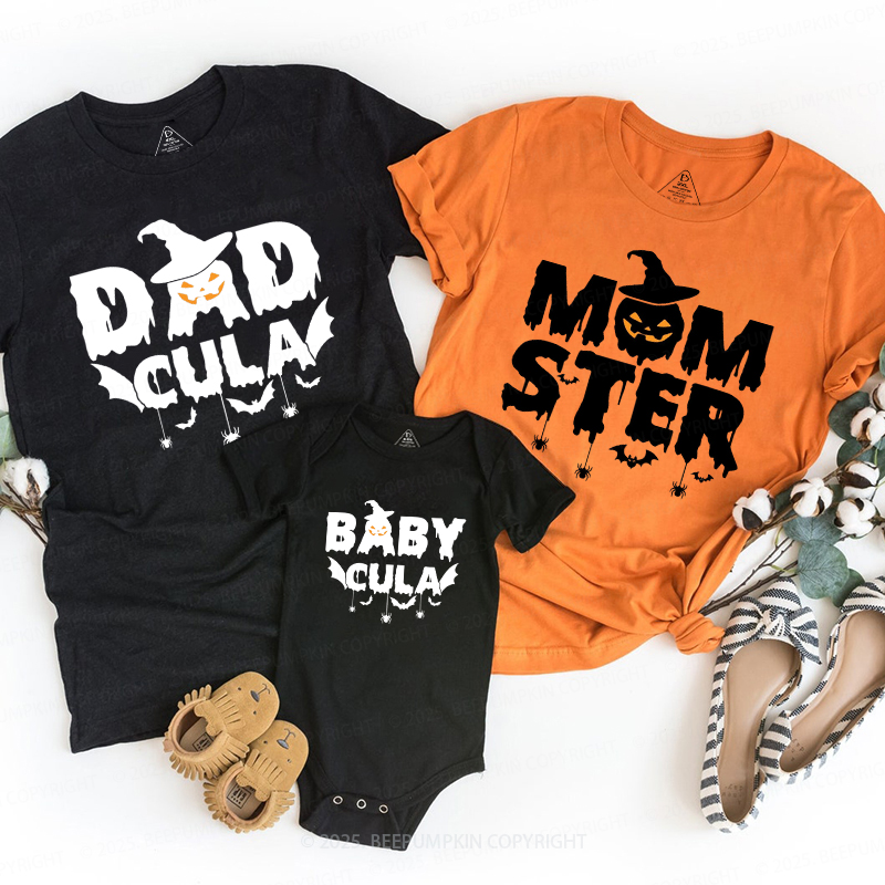 Personalized Halloween Momster Dadcula Family Matching Shirts