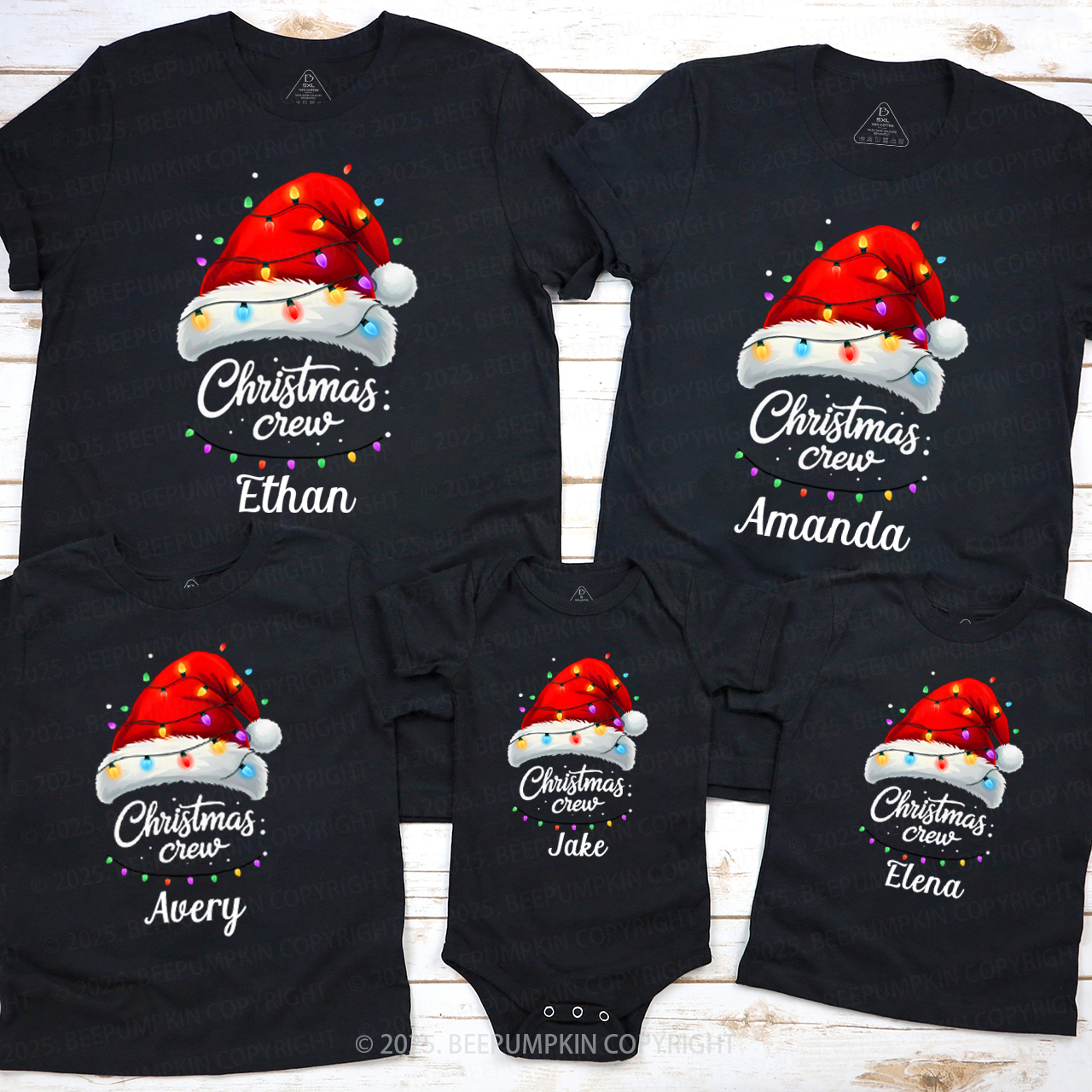 Personalized Christmas Lanterns Crew Family Matching T-Shirts Beepumpkin