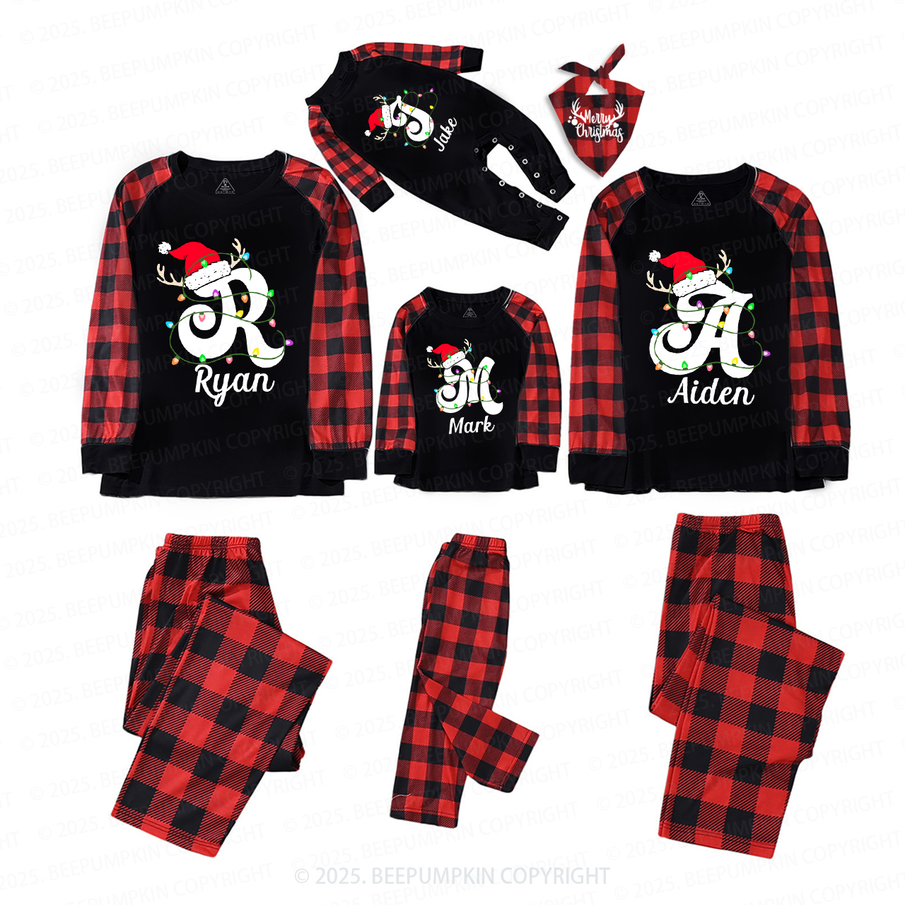 Personalized Christmas With Name Letter Family Matching Pajamas