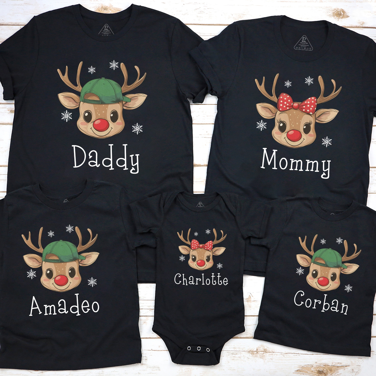 Personalized Reindeer Name Family Matching T-Shirts Beepumpkin