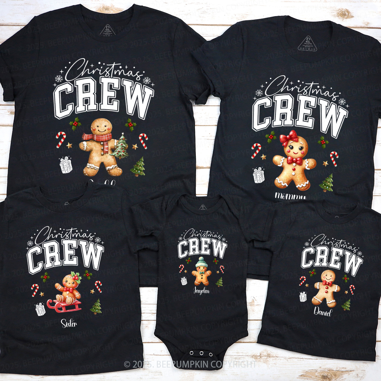 Personalized Christmas Crew Family Matching T-Shirts Beepumpkin